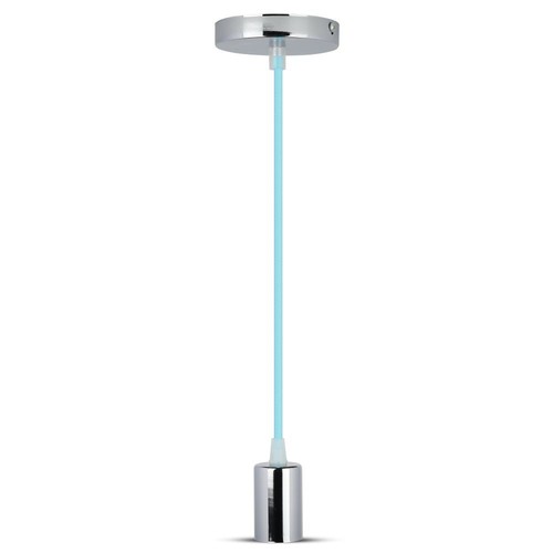 E27 Chroom Metalen Cup Hanglamp - Lichtblauw