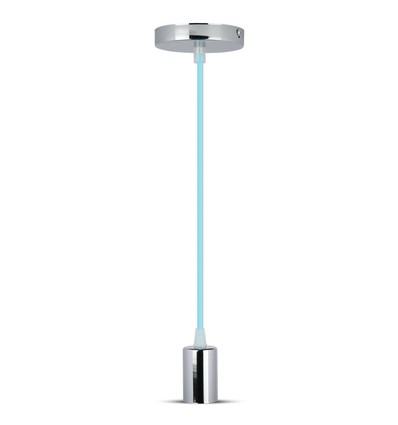 E27 Chroom Metalen Cup Hanglamp - Lichtblauw