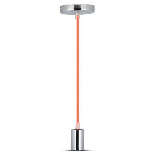 E27 pendelophanging in chroom met oranje kabel - Ø3,6 cm, zonder lichtbron, IP20