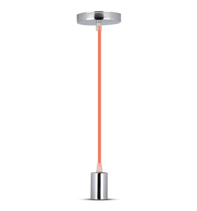 E27 pendelophanging in chroom met oranje kabel - Ø3,6 cm, zonder lichtbron, IP20