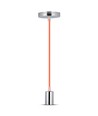 E27 pendelophanging in chroom met oranje kabel - Ø3,6 cm, zonder lichtbron, IP20