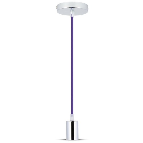 E27 pendelophanging in chroom met paarse kabel - Ø3,6 cm, 5 jaar garantie, zonder lichtbron