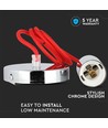E27 pendelophanging in chroom met rood snoer - Cylinder, Ø3,6 cm, zonder lichtbron