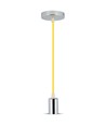E27 pendelophanging in chroom met geel snoer - Zonder lichtbron, modern design