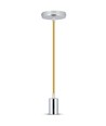 E27 pendelophanging in chroom met beige snoer - Max. 60W, Ø3,6cm, zonder lichtbron