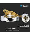 E27 pendelophanging in chroom met beige snoer - Max. 60W, Ø3,6cm, zonder lichtbron
