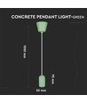 Groene betonnen hanglamp, E27 - Ø50cm, hoogte 95cm, zonder lichtbron, 5 jaar garantie