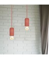 Rode betonnen hanglamp, E27 fitting - Rond, Ø5cm, zonder lichtbron, IP20 binnenshuis