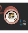 Rode betonnen hanglamp, E27 fitting - Rond, Ø5cm, zonder lichtbron, IP20 binnenshuis