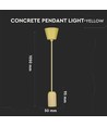Gele betonnen hanglamp, E27 fitting - Max 60W, Ø5cm, zonder lichtbron