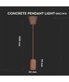 E27 pendel in bruin beton - Ø5cm, zonder lichtbron, max 60W