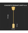 Beige betonnen hanglamp - E27 fitting, Ø5cm, max 60W, zonder lichtbron