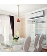Ø12,5cm pendellamp van beton en hout - Rood, E27 fitting, modern design