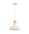 Ø29cm pendellamp van beton en hout - E27 fitting, 1m snoer, IP20 binnen