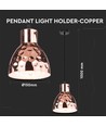 E27 pendelophanging, Koper - Ø15cm, max 60W, zonder lichtbron