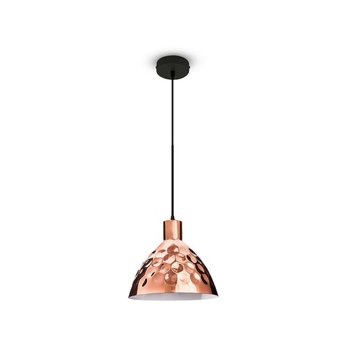 E27 pendelophanging in roségoud, vintage design - Max 60W, 1m snoer, Ø22cm, zonder lichtbron