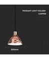 E27 pendelophanging in koper, Ø30cm - 1m snoer, IP20, max 60W, zonder lichtbron