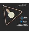 Geometrische driehoekige pendellamp, Champagne goud - E27 fitting, 1m snoer, metaal, max 60W
