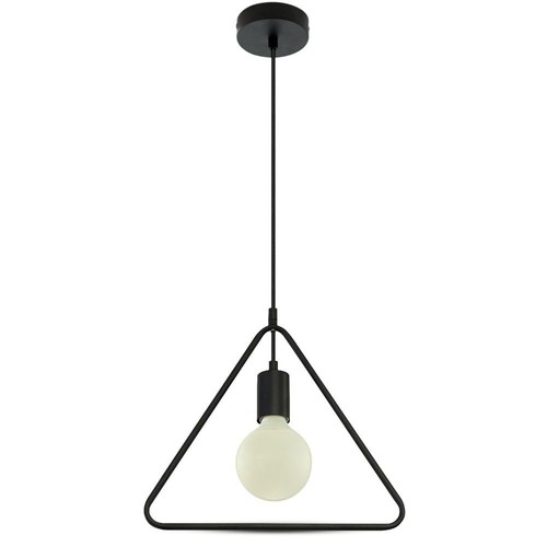 E27 pendellamp, geometrische driehoek - Mat zwart, modern design, metalen afwerking