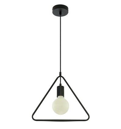 E27 pendellamp, geometrische driehoek - Mat zwart, modern design, metalen afwerking