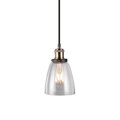 Transparante Glas-Metaal pendellamp - E27 fitting, max 60W, glas en metaal, zonder lichtbron