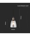 Transparante Glas-Metaal pendellamp - E27 fitting, max 60W, glas en metaal, zonder lichtbron