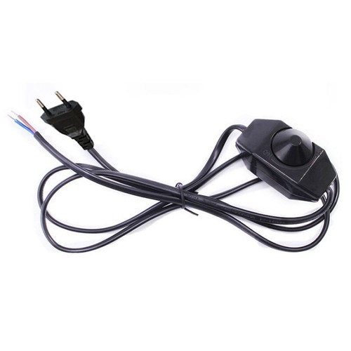 Lichtdimmer met snoer - 1,8m, 5-100W, 230V, draaiknopdimmer, zwart