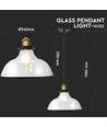 Ø24,5cm E27 glazen pendellamp - Transparant, max 60W, 110cm hoogte, metalen basis
