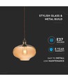 Ø26cm Glazen pendellamp, E27 - Amber, 115cm hoogte, zonder lichtbron