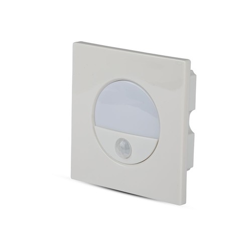 3W LED inbouwspot met sensor - 4000K, 130 graden sensor, aluminium, witte rand