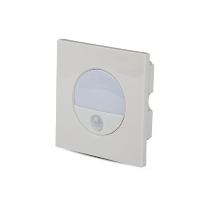 3W LED inbouwspot met sensor - 4000K, 130 graden sensor, aluminium, witte rand