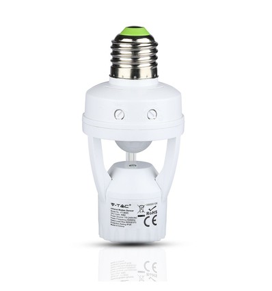 E27 fitting met 360° infrarood bewegingssensor - Max 60W, bereik tot 6m, binnen/buiten