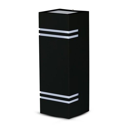 GU10 vierkante wandlamp met up/down licht - IP44 buiten, zwart, roestvrij staal, zonder lichtbron