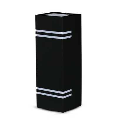GU10 vierkante wandlamp met up/down licht - IP44 buiten, zwart, roestvrij staal, zonder lichtbron