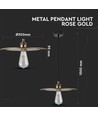 Roségoud metalen pendellamp - Ø30cm, E27 fitting, excl. lichtbron, modern design