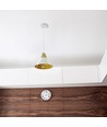 Ø25cm pendellamp met houten top, E27 - Wit, aluminium, 5 jaar garantie, zonder lichtbron