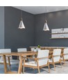 E27 pendellamp in wit met houten top - Max 60W, ijzer, zonder lichtbron