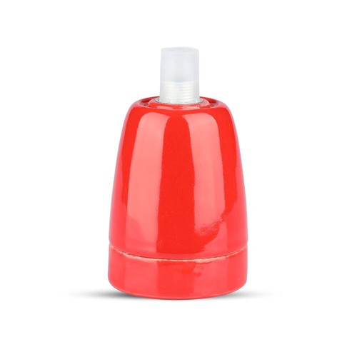 E27 porseleinen fitting, rood - Max 60W, Ø4,7cm, voor ophanging