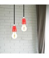 E27 porseleinen fitting, rood - Max 60W, Ø4,7cm, voor ophanging