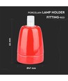 E27 porseleinen fitting, rood - Max 60W, Ø4,7cm, voor ophanging
