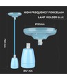 E27 porseleinen fittingset, blauw - Max 60W, Ø10,5cm, incl. snoer, pendelophanging