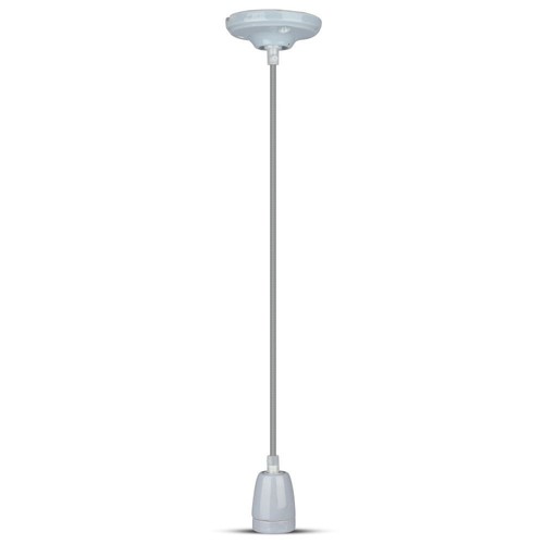 E27 porseleinen fitting met snoer - Grijs, pendelophanging, max 60W