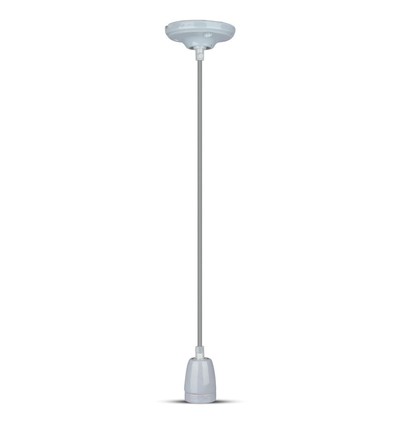 E27 porseleinen fitting met snoer - Grijs, pendelophanging, max 60W