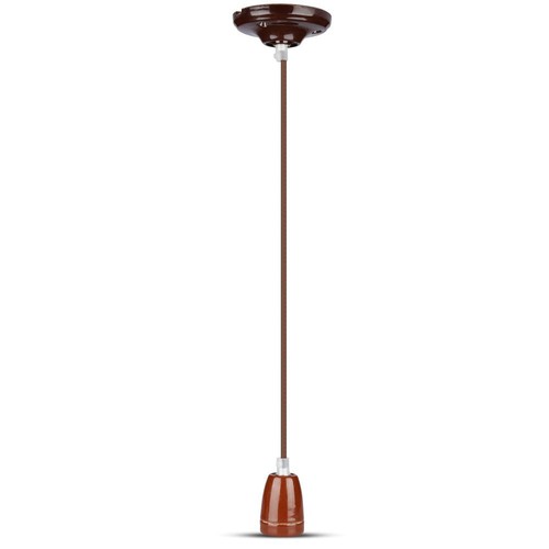 E27 porseleinen pendelophanging, bruin - Max 60W, Ø4,7cm, 68cm snoer, zonder lichtbron