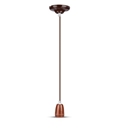 E27 porseleinen pendelophanging, bruin - Max 60W, Ø4,7cm, 68cm snoer, zonder lichtbron
