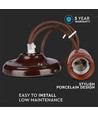 E27 porseleinen pendelophanging, bruin - Max 60W, Ø4,7cm, 68cm snoer, zonder lichtbron