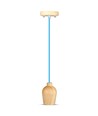 E27 houten pendelophanging met blauw snoer - Max 60W, elegant design, zonder lichtbron
