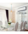 E27 houten pendelophanging met blauw snoer - Max 60W, elegant design, zonder lichtbron