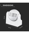 Bewegingssensor met handmatige overruwing - Wit, IP44, tot 300W LED
