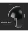 3W LED wandlamp voor trappen, rond - IP65, zwart, 3000K, 210lm, inbouwspot voor treden en gangen